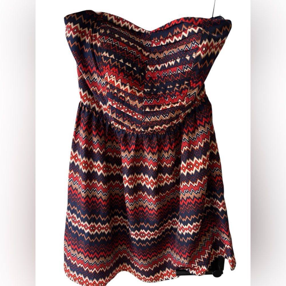 Sugarlips Strapless Tribal Print Dress – Small/med (Approx) – Boho Chevron Mini